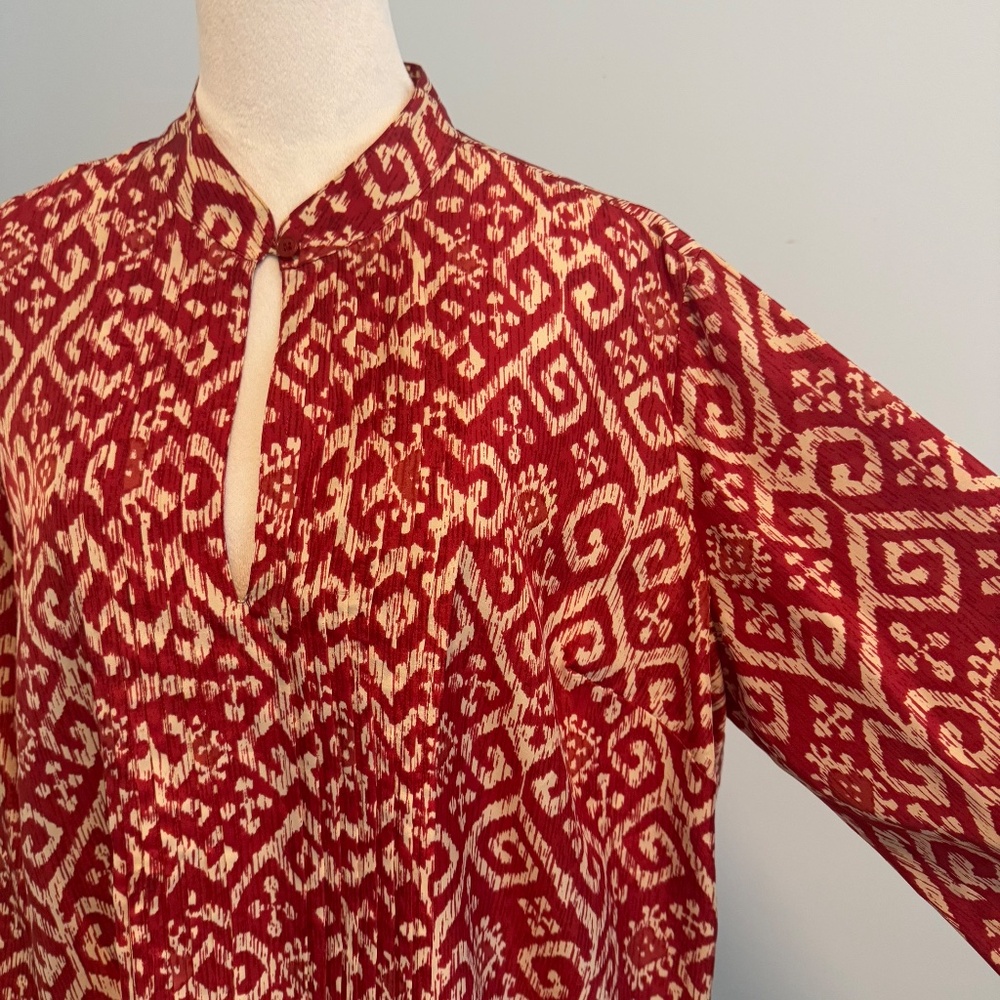 Michael Michael Kors Women’s Plus 100% Silk Long Sleeve Red Blouse Size 16 W - Picture 2 of 7